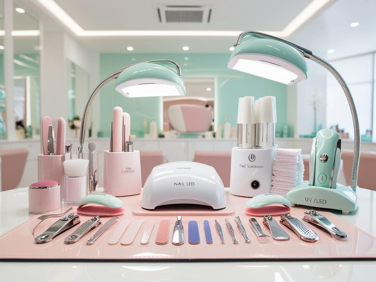 Hình ảnh dụng cụ nail chuyên nghiệp được bày trí gọn gàng từ thương hiệu 'BMK Nail' tại 'dungcunail.net.'